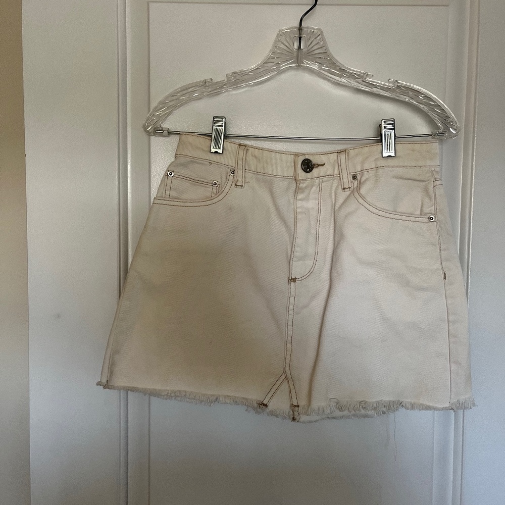 light pink urban outfitters jean mini skirt